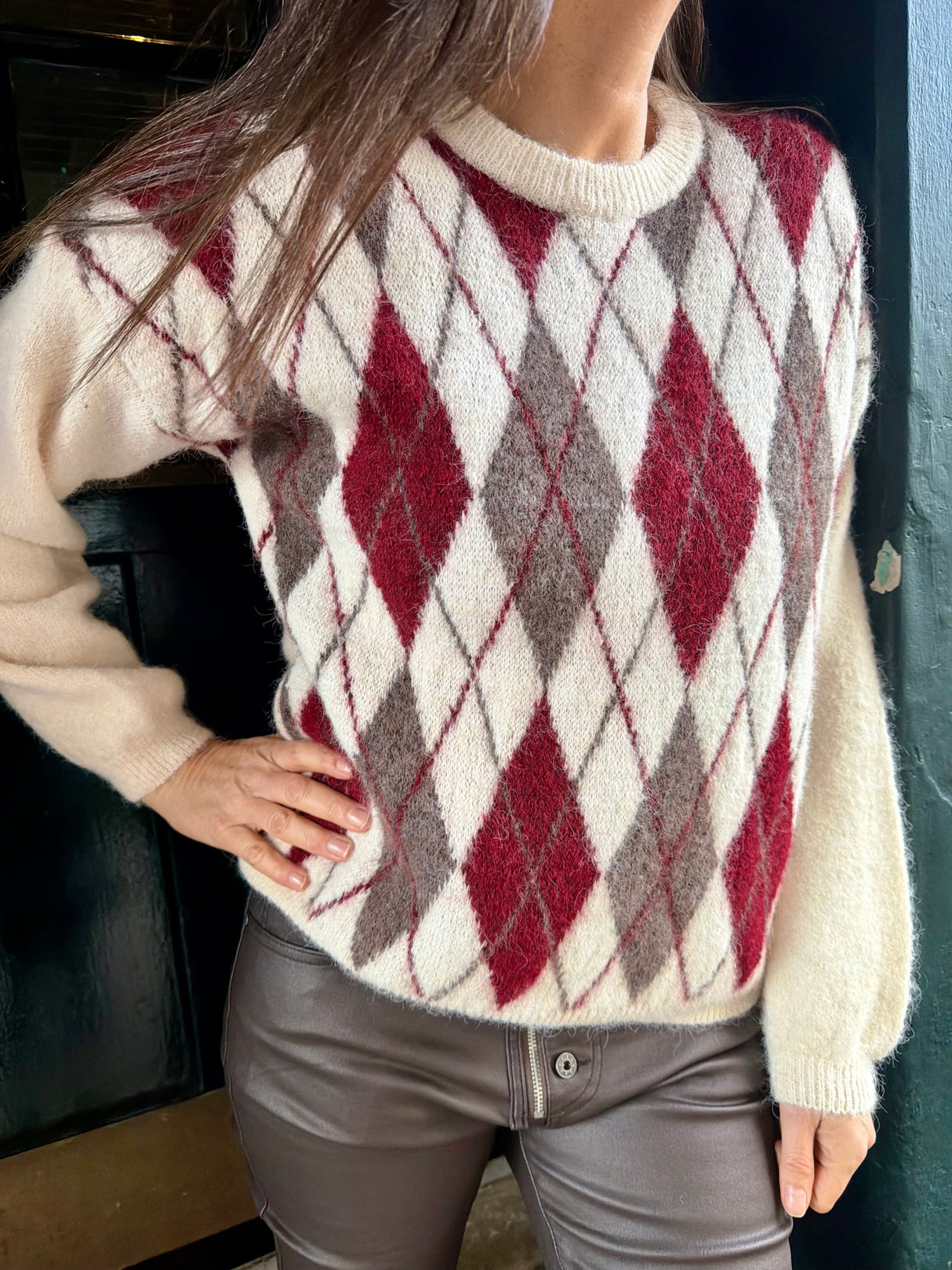 Argyle Crew Neck - Ivory