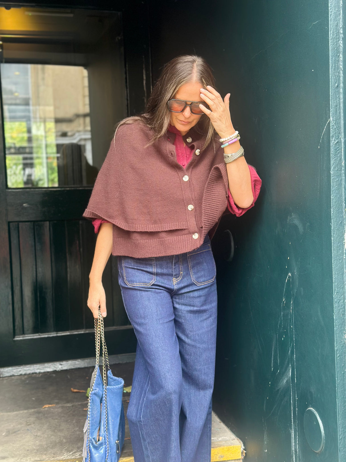 Joy Knitted Cape - Chocolate