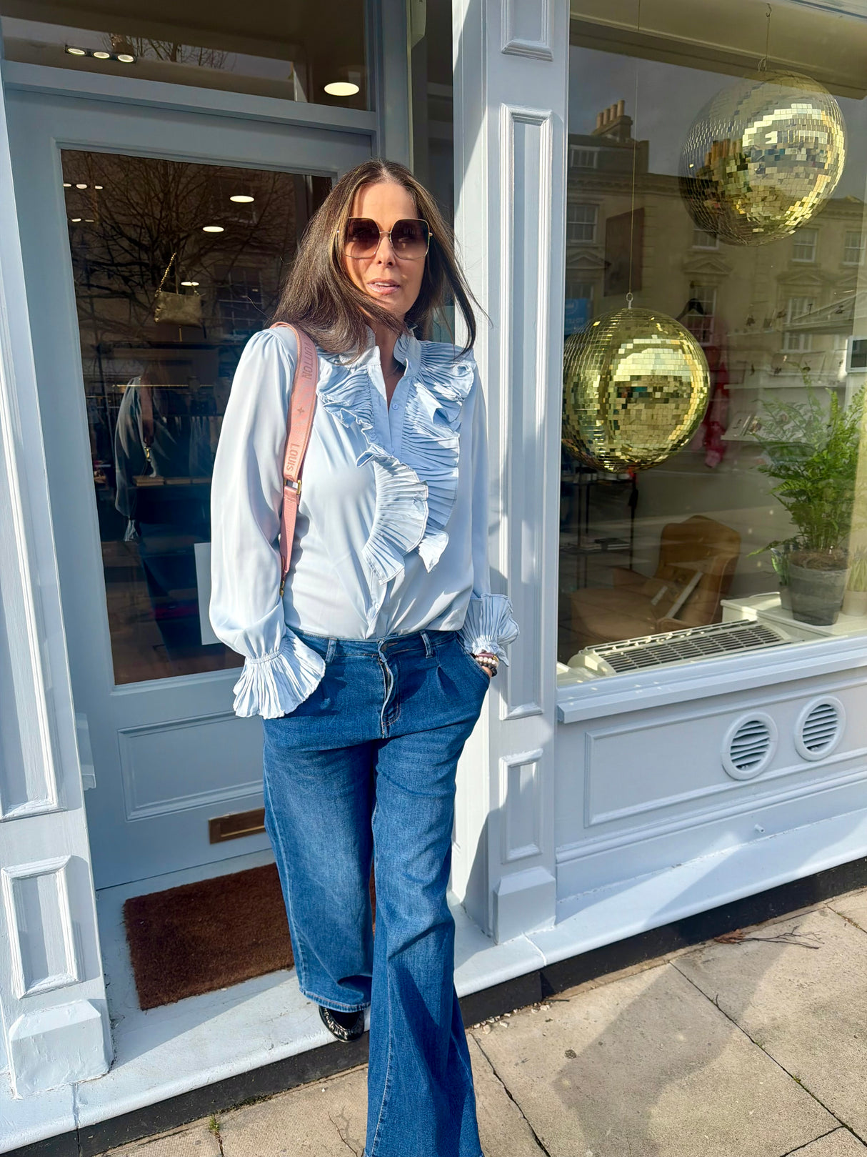 Sally Ruffle Blouse - Blue