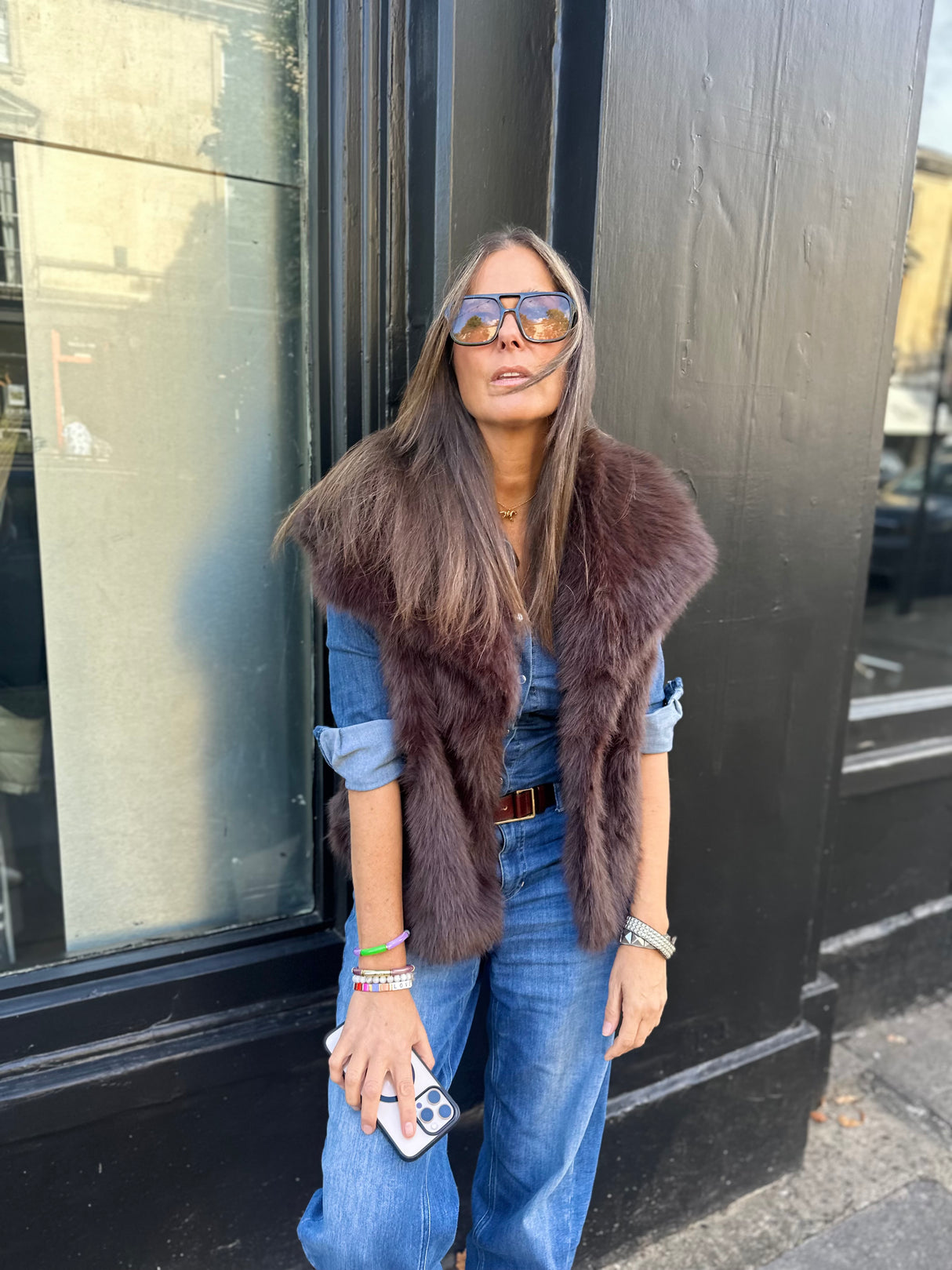 Hallie Faux Fur Gilet - Chocolate