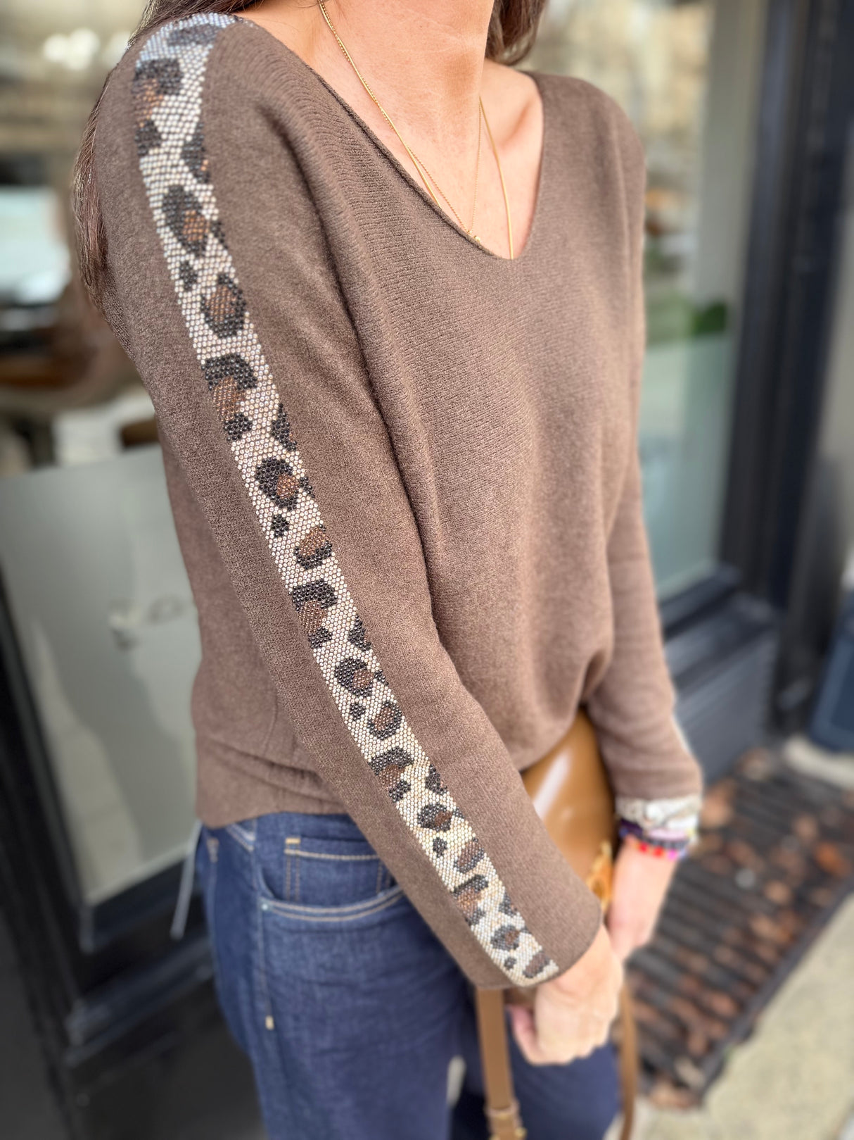 Nala Knit With Sequin - Olive