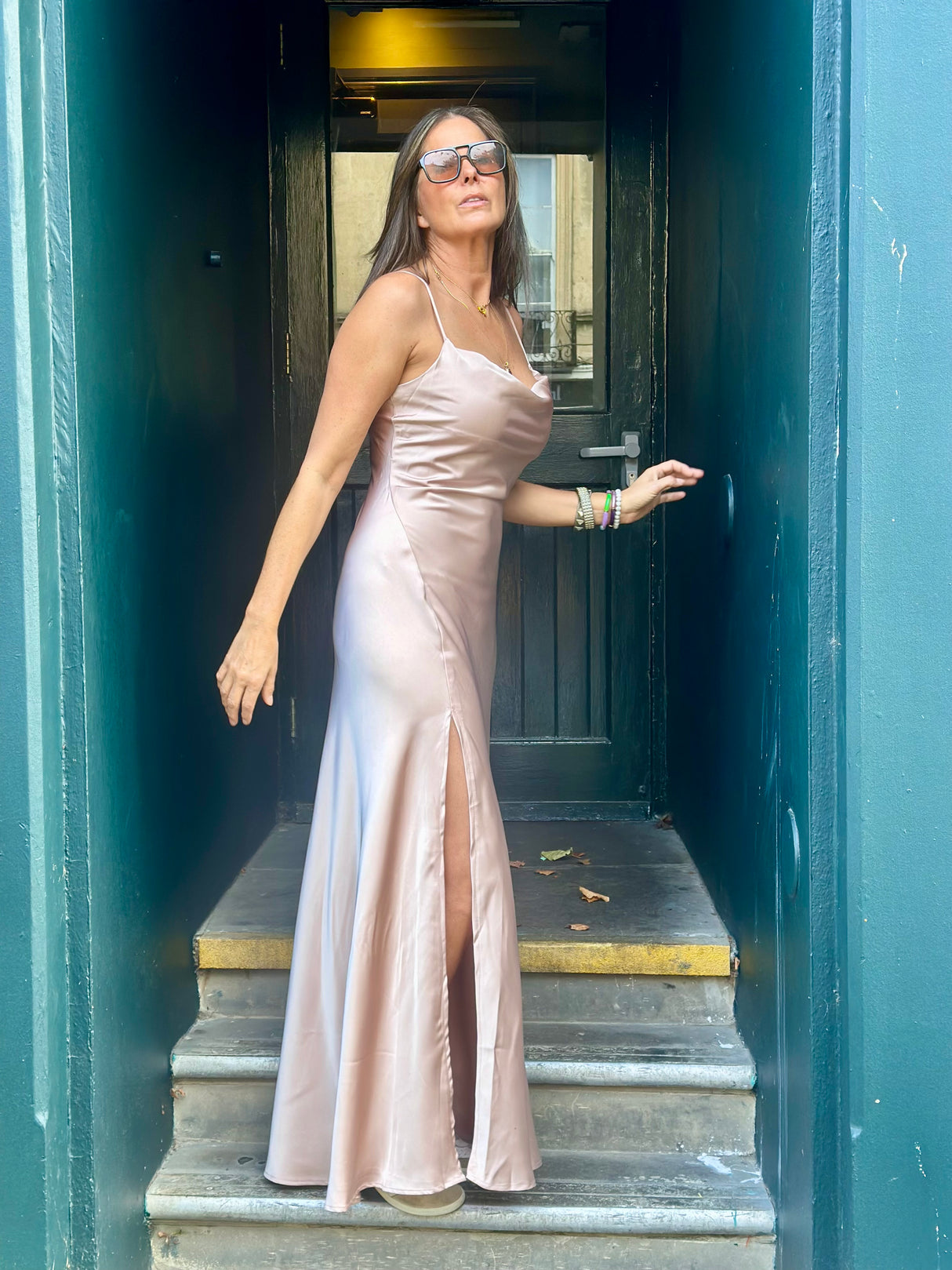 Elisha Maxi Slip Dress - Beige