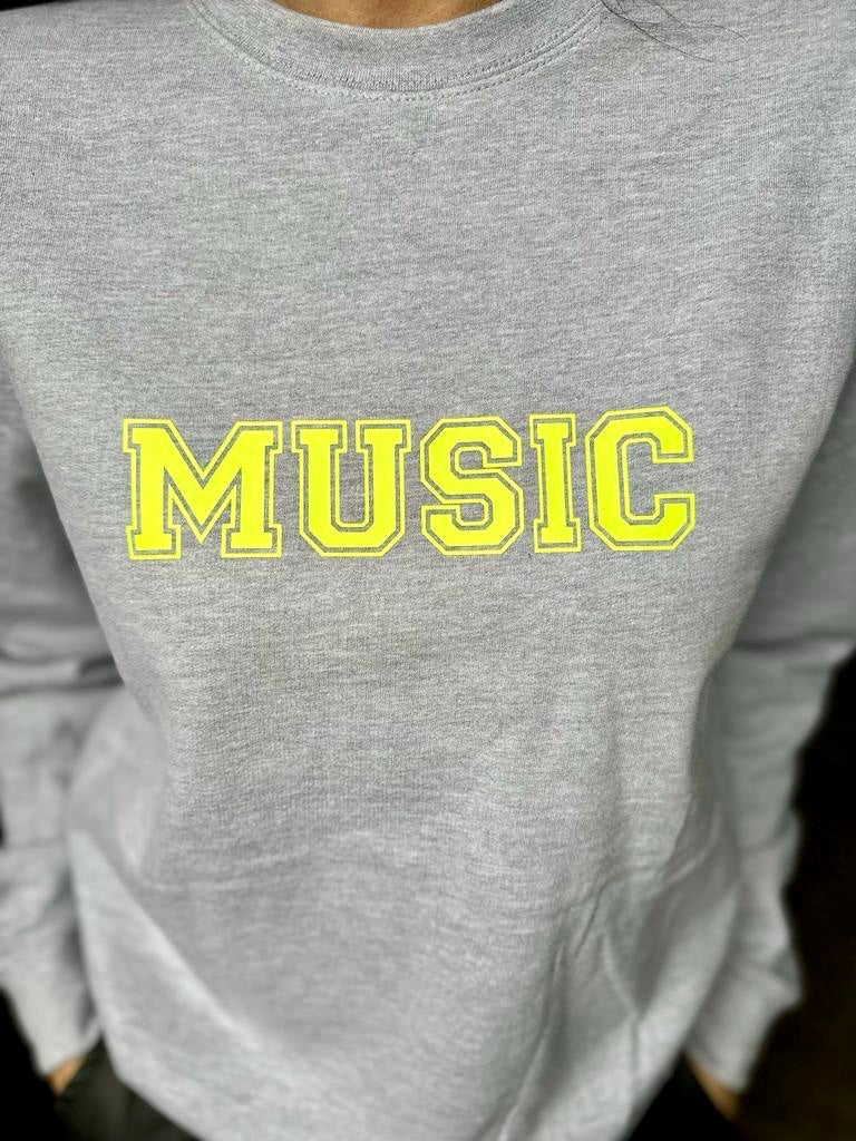 Sudadera MUSIC Gris Neón Amarillo