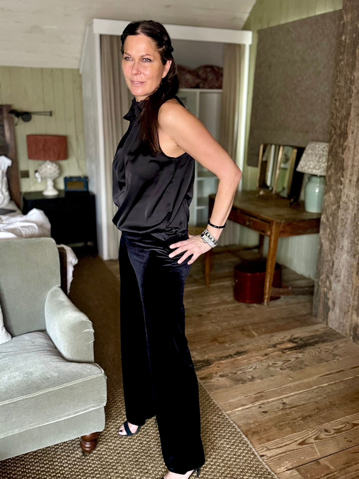 Jessica Velvet Pant - Black