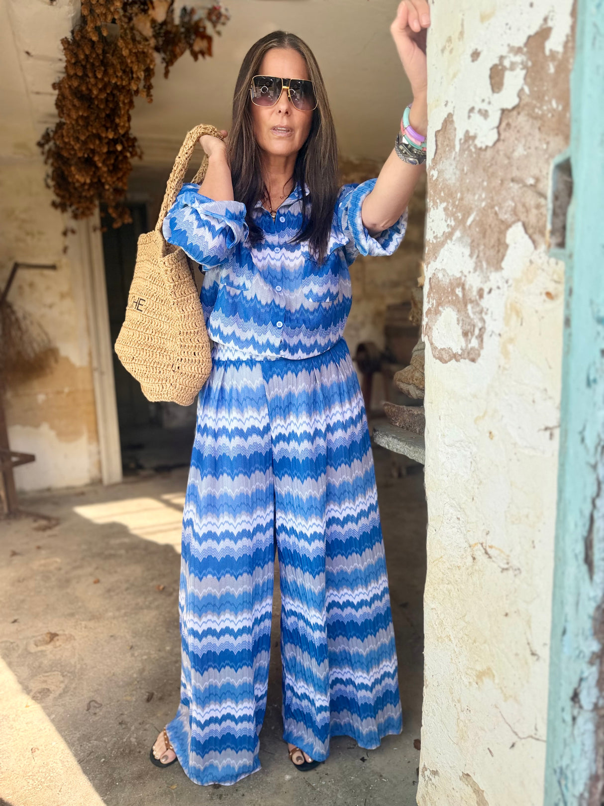 Seraphina Wide Leg Pant - Ocean