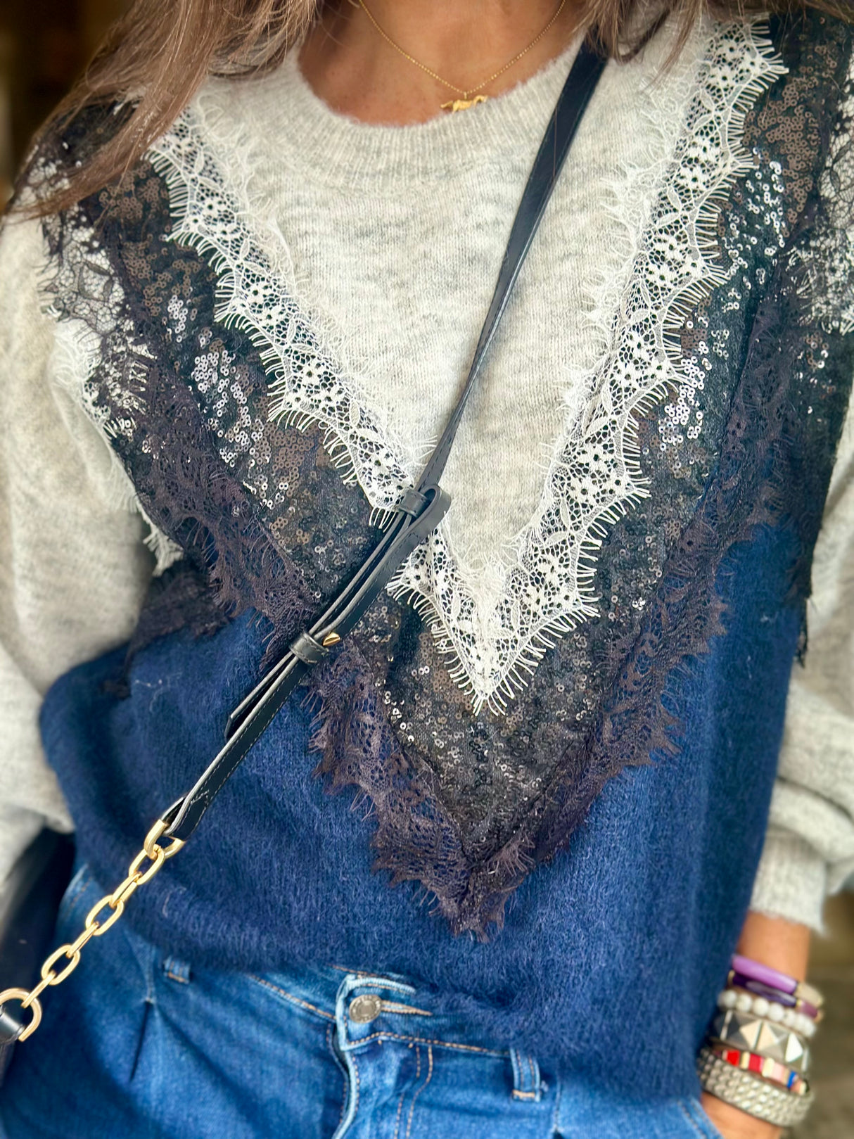 Corine Layered Knit Navy