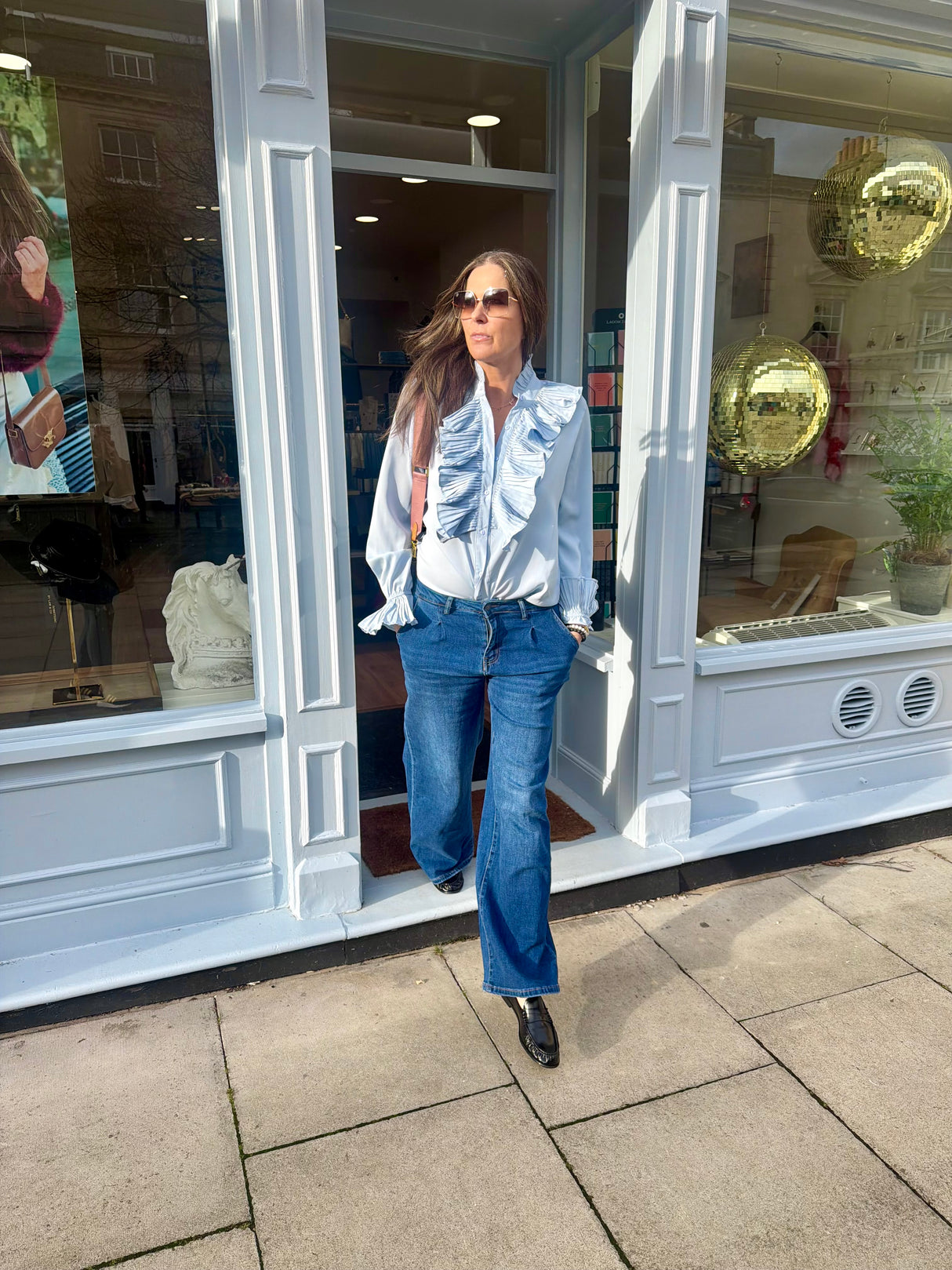 Sally Ruffle Blouse - Blue