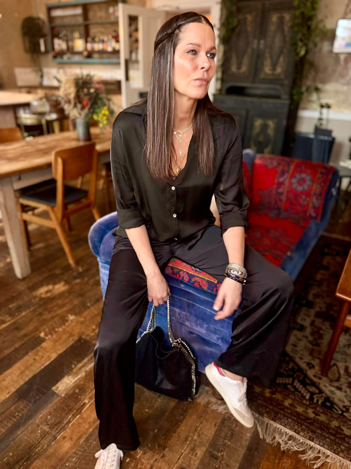 Ray Silk Blend Blouse - Black