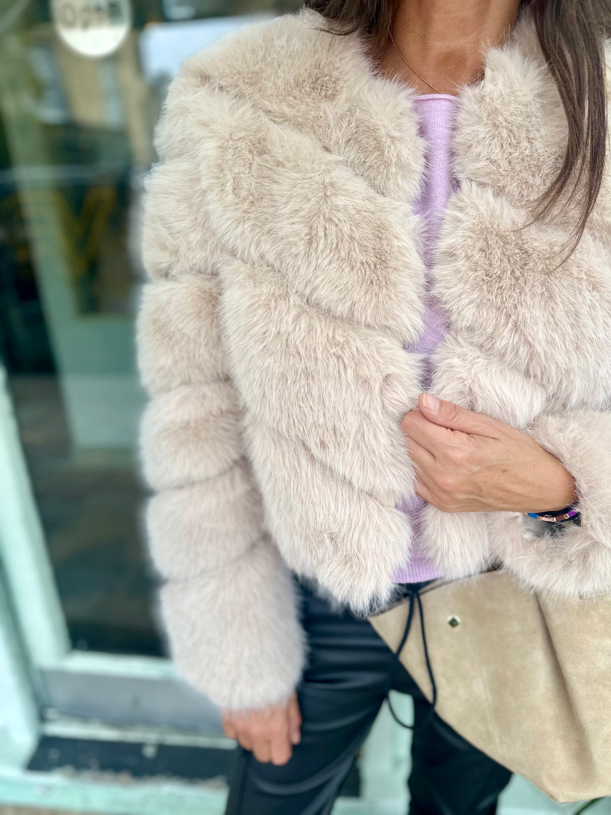 Anastasia Faux Fur Coat - Cream