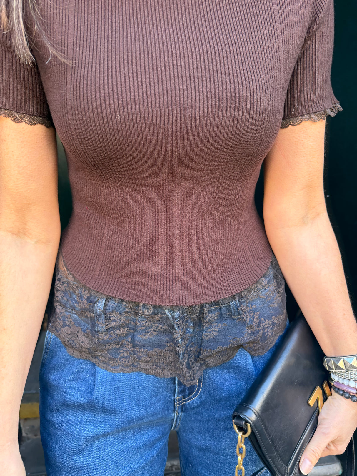 Ophelia Short Sleeve Turtleneck - Chocolate
