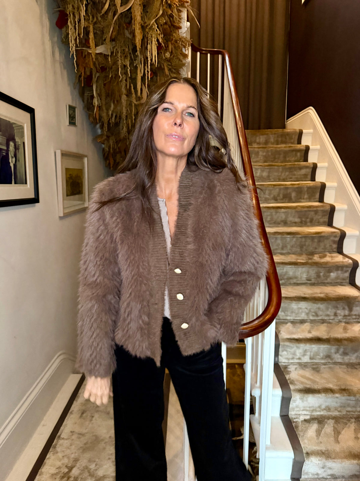 Kennedy Faux Fur Jacket - Chocolate