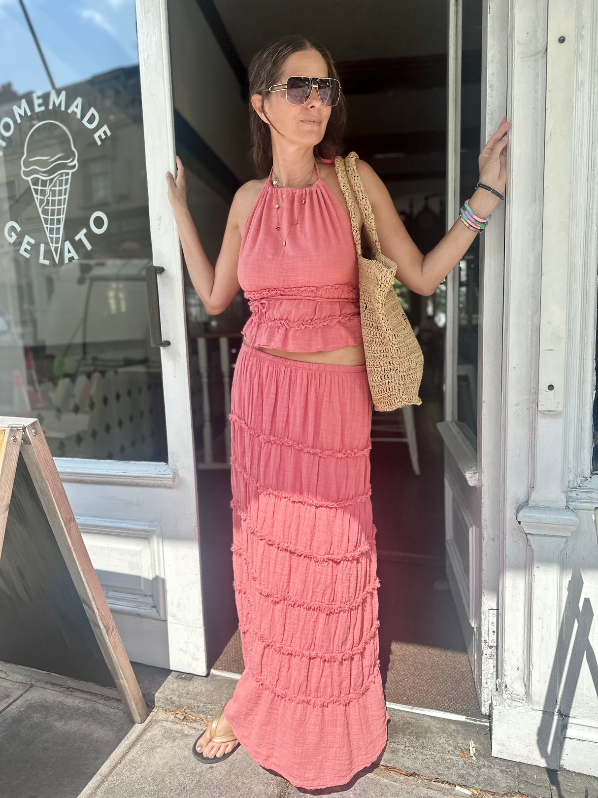 Gigi Maxi Skirt - Coral