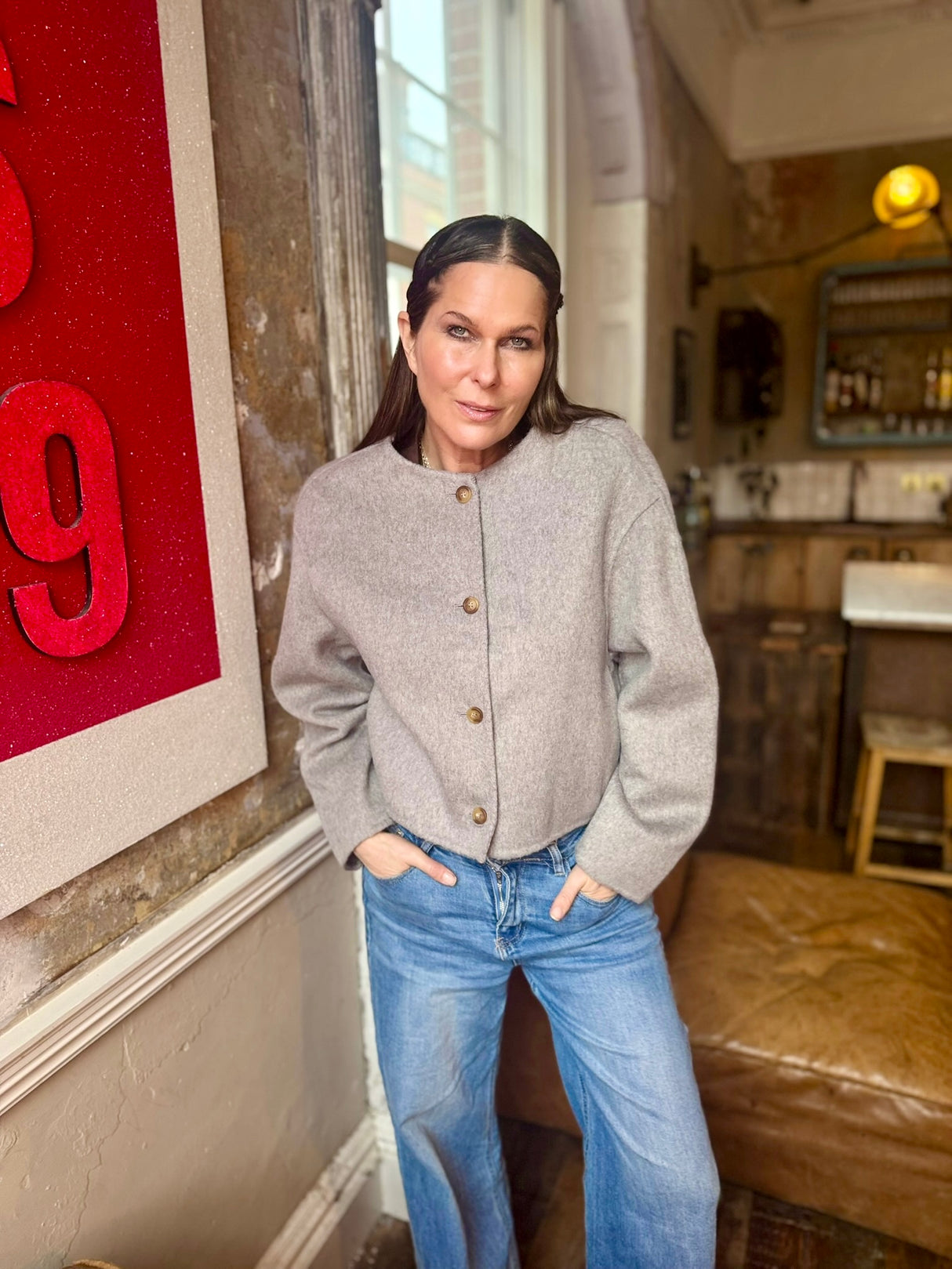 Liv Cropped Wool Jacket - Grey