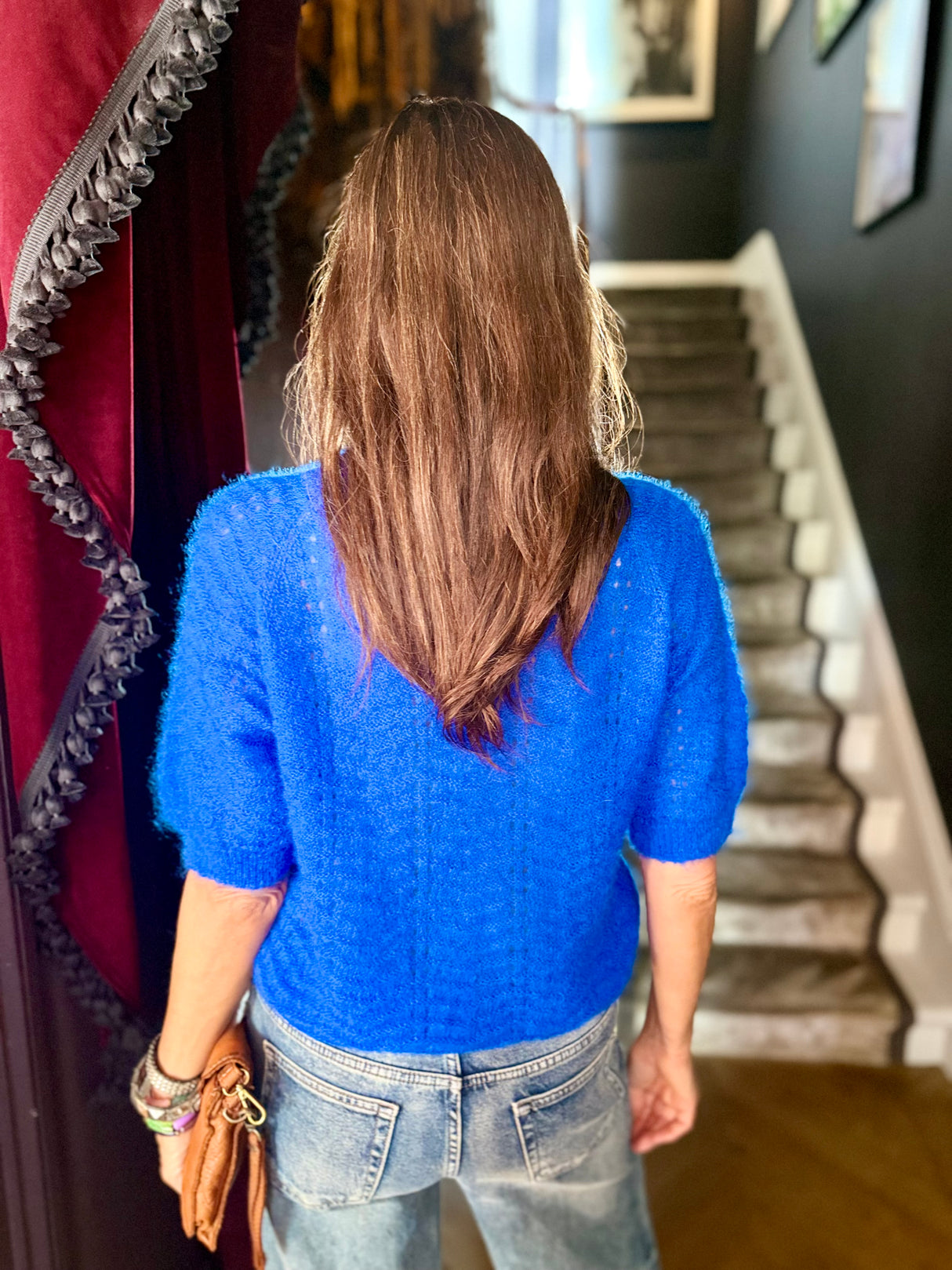 Harvest Short Sleeve Knit - Cobalt