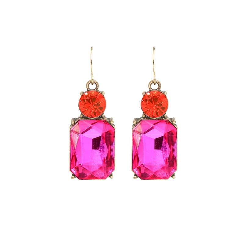 Twin Gem Earring - Pink/Orange