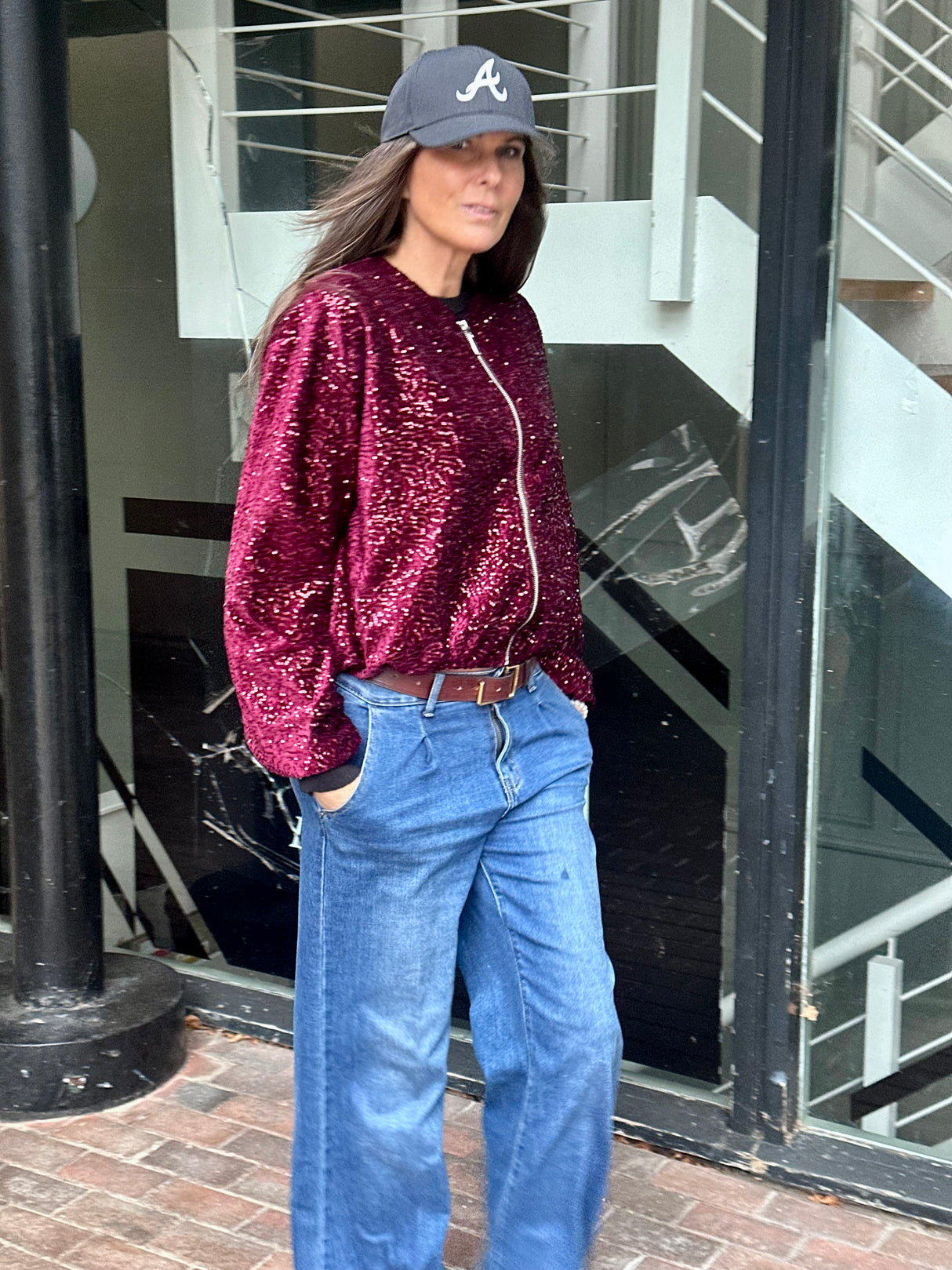 Marant Sequin Bomber - Cherry