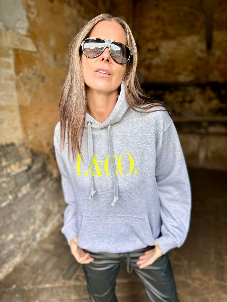 Sudadera con capucha LCO gris neón amarillo