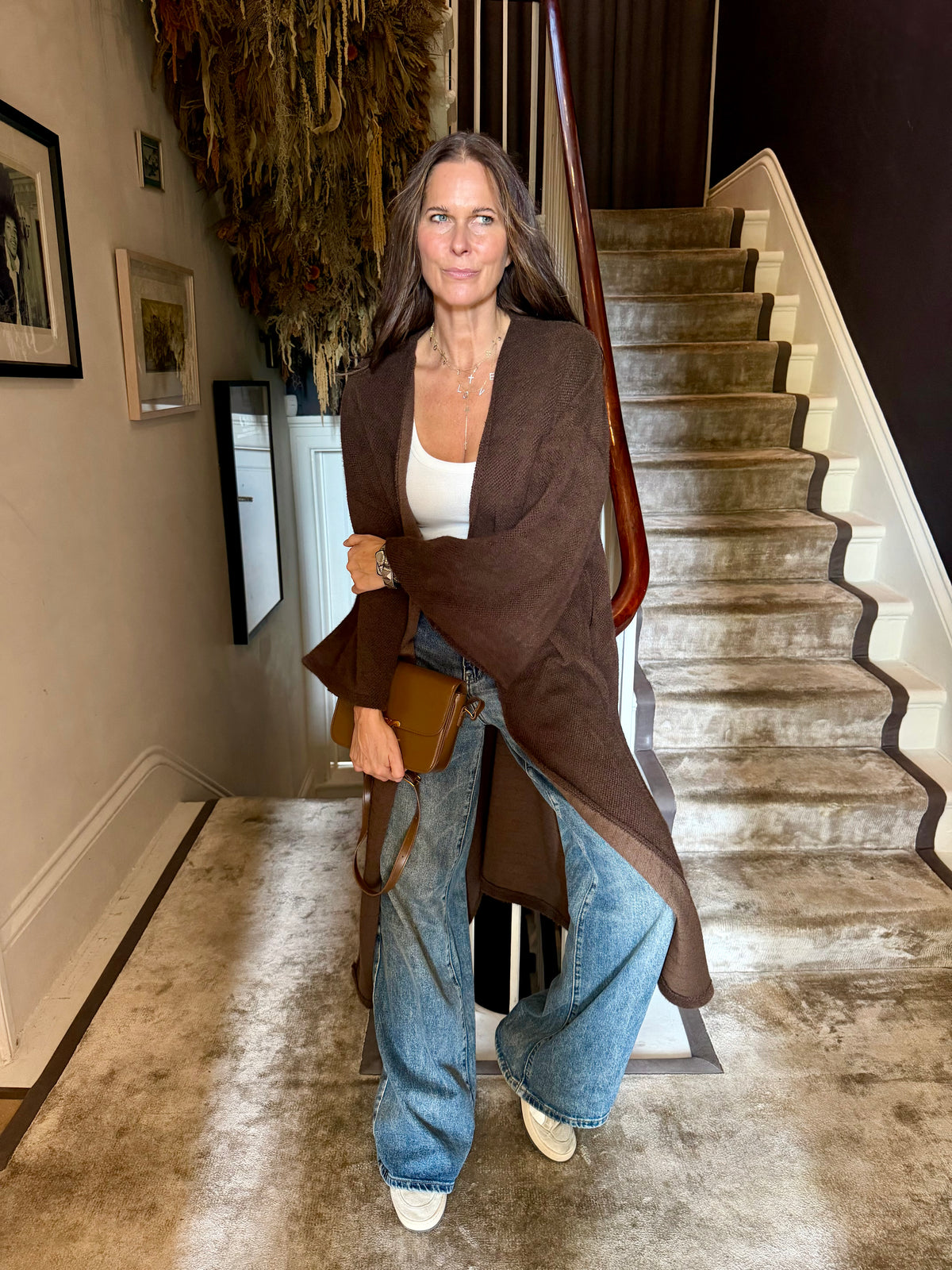Saville Long Line Knit - Chocolate