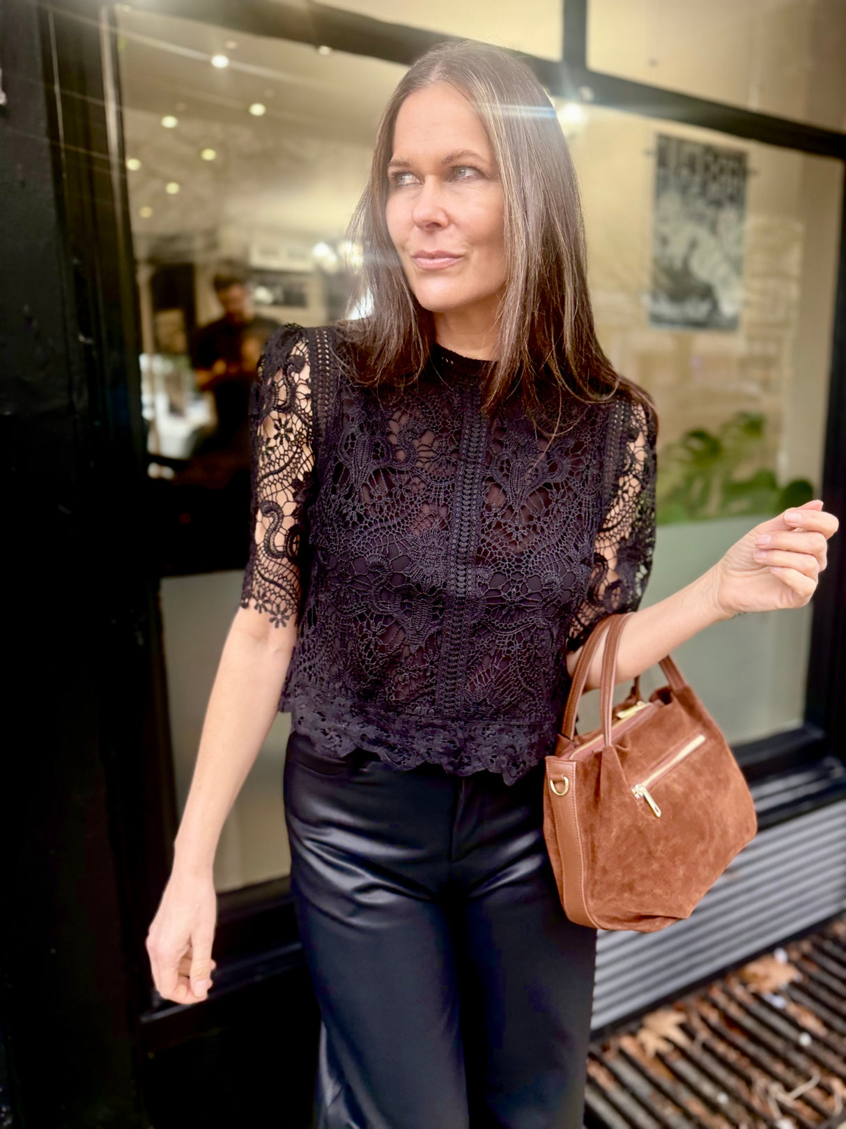 Raquel Crochet Blouse - Black