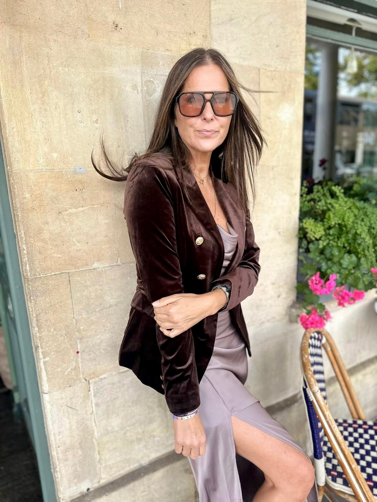 Victoria Velvet Blazer - Chocolate