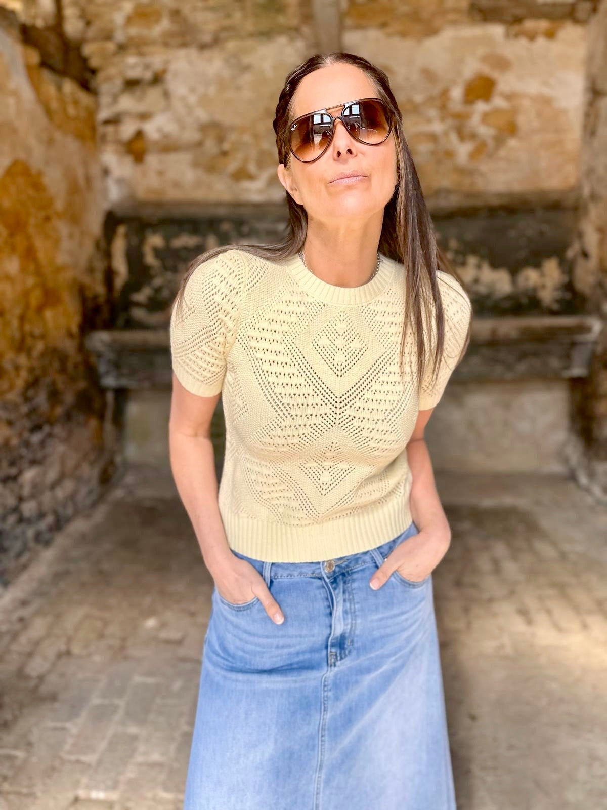 Cam Short Sleeve Knit - Pale Yellow