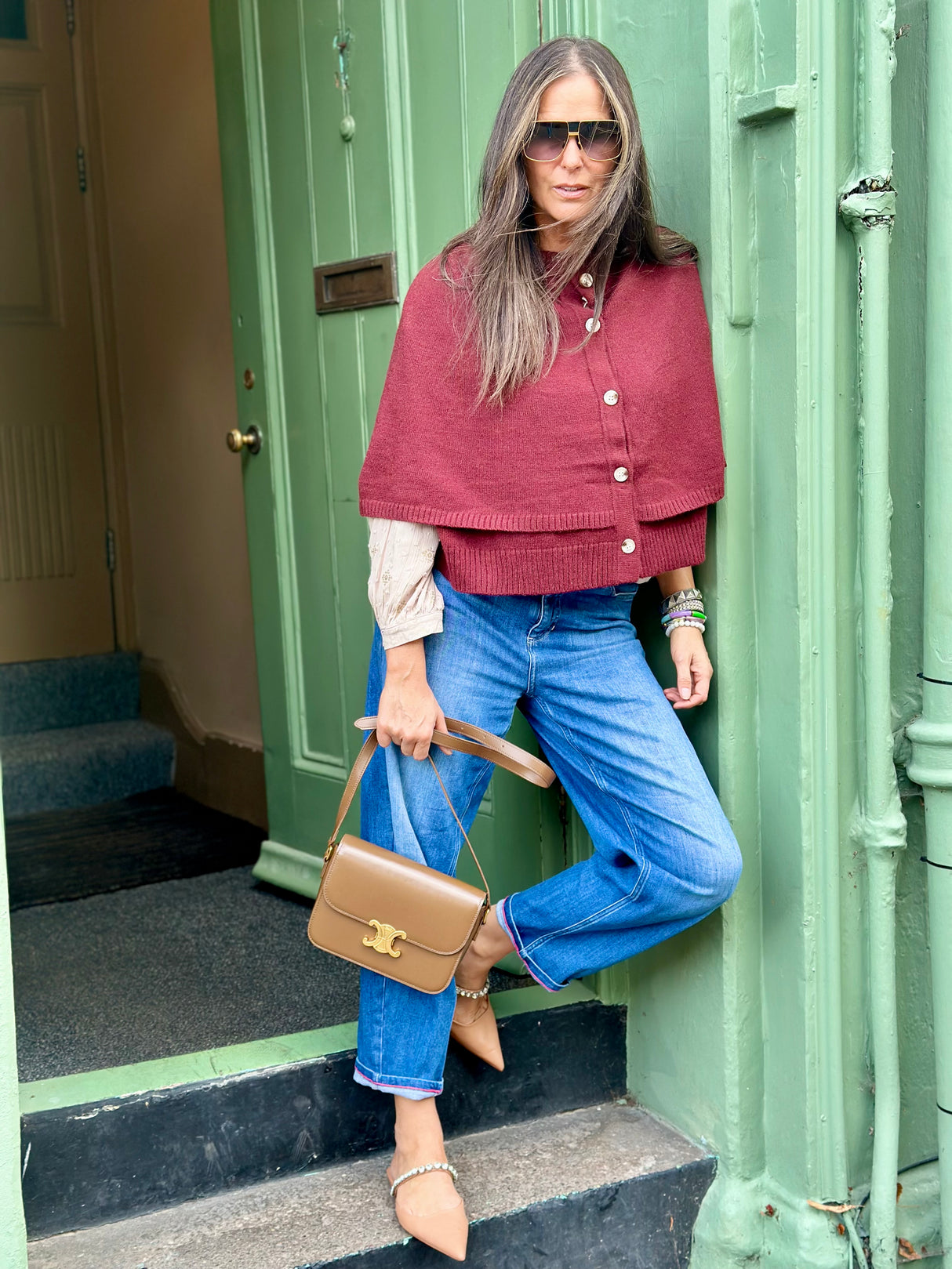 Joy Knitted Cape - Bordeaux