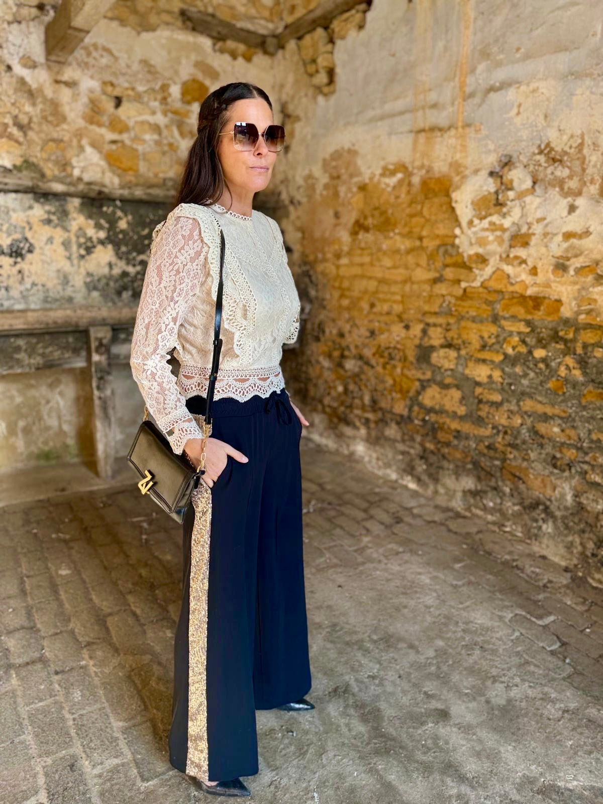 Tempest Pant - Black With Gold Sequin