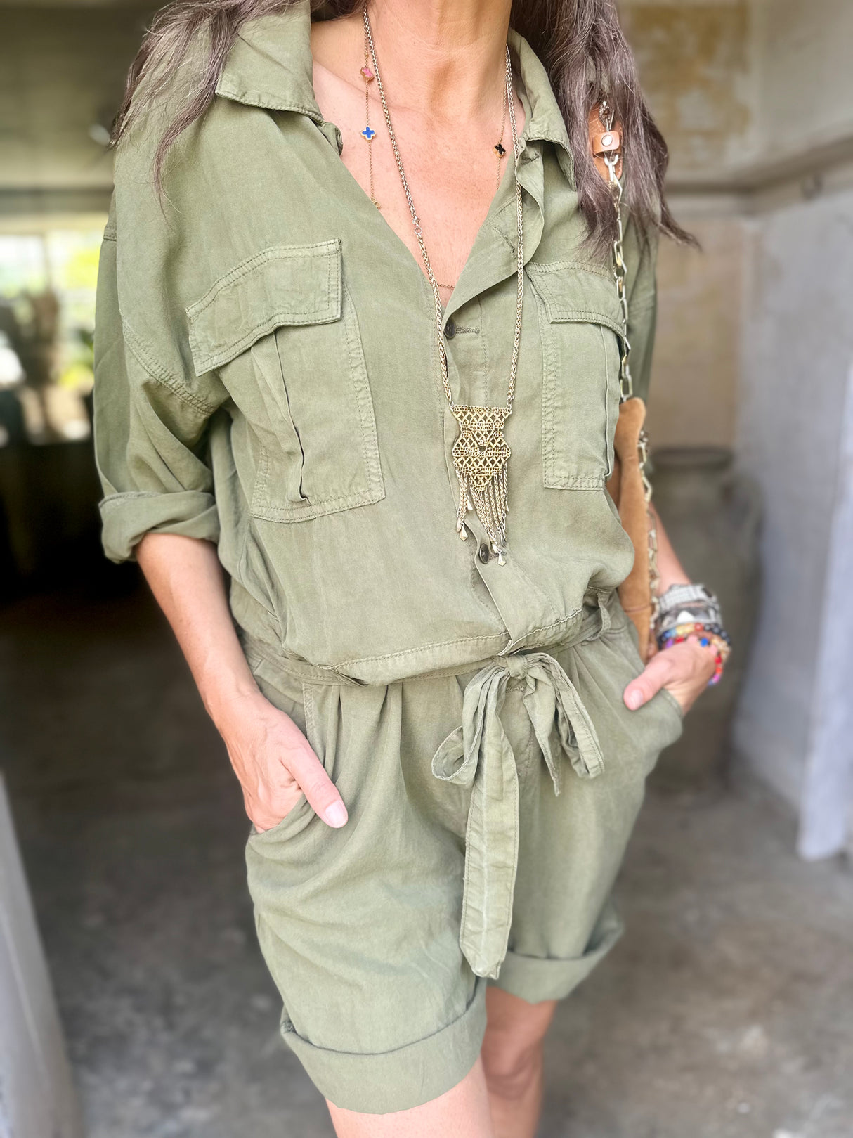 Vivienne Playsuit - Khaki