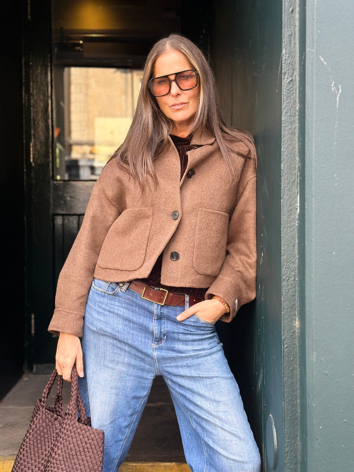 Reece Cropped Jacket - Brown