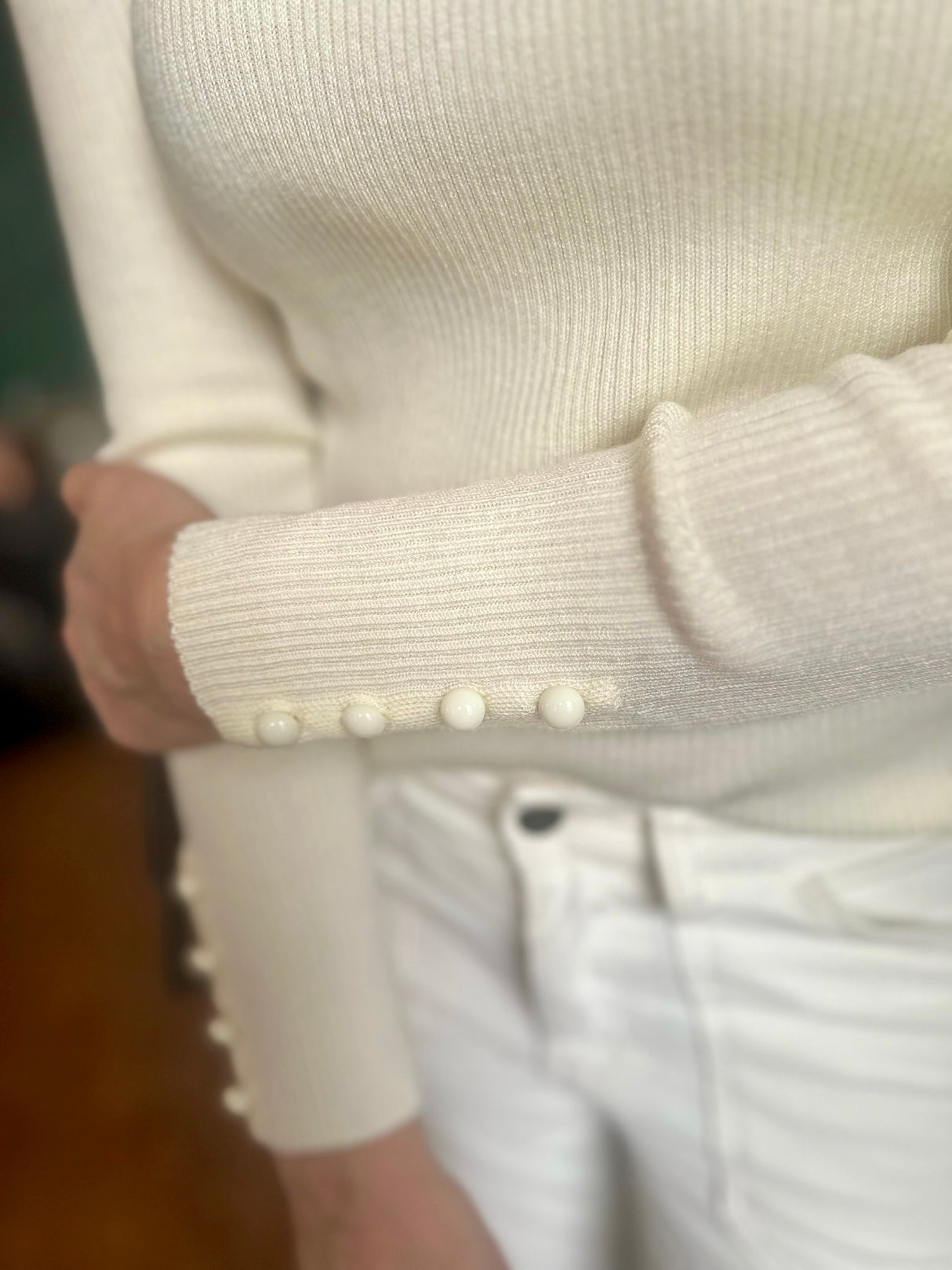 Jersey de cuello alto Claire - Crema