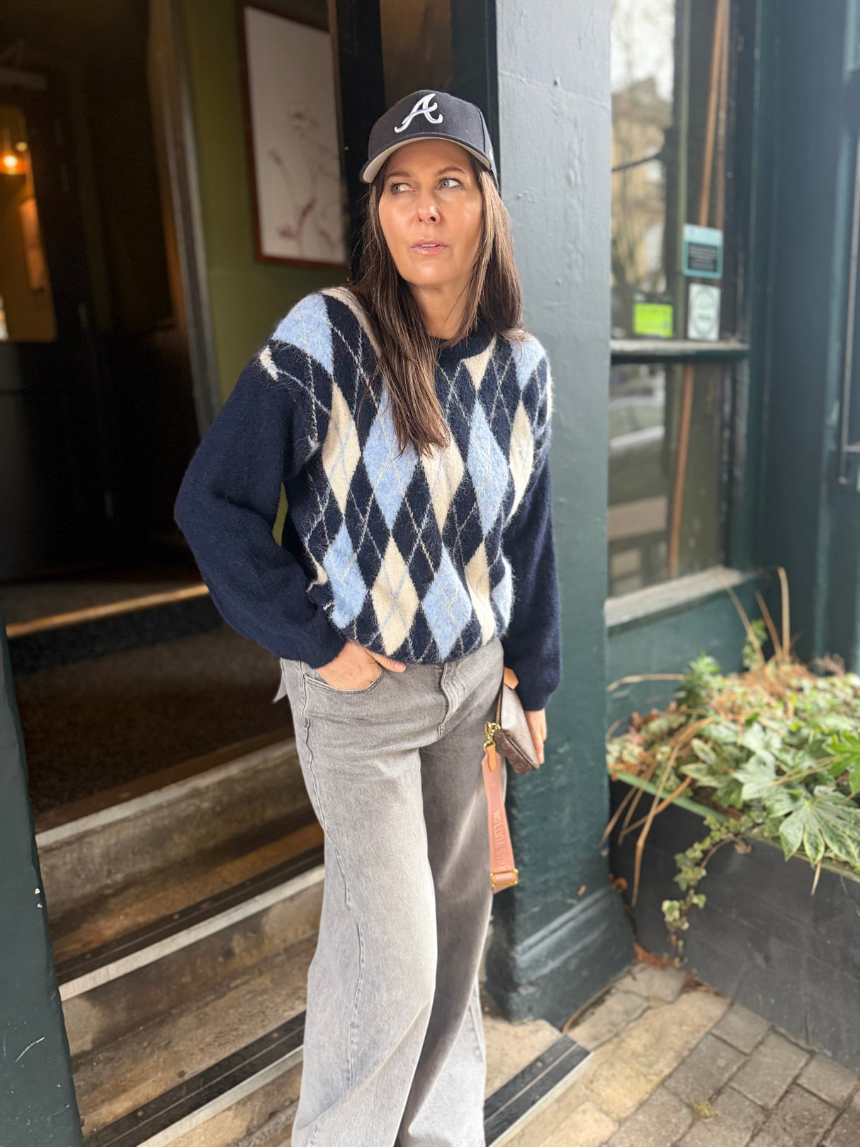 Argyle Crew Neck - Navy