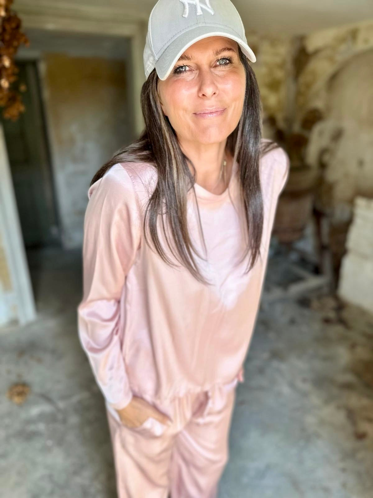 Isobel Silk Blend LS Top - Powder Pink