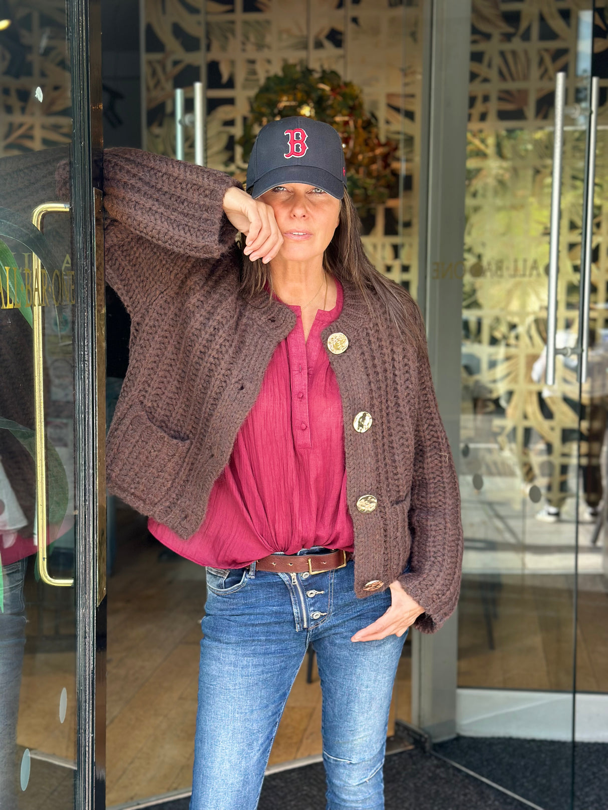 Saira Gold Button Cardigan - Chocolate