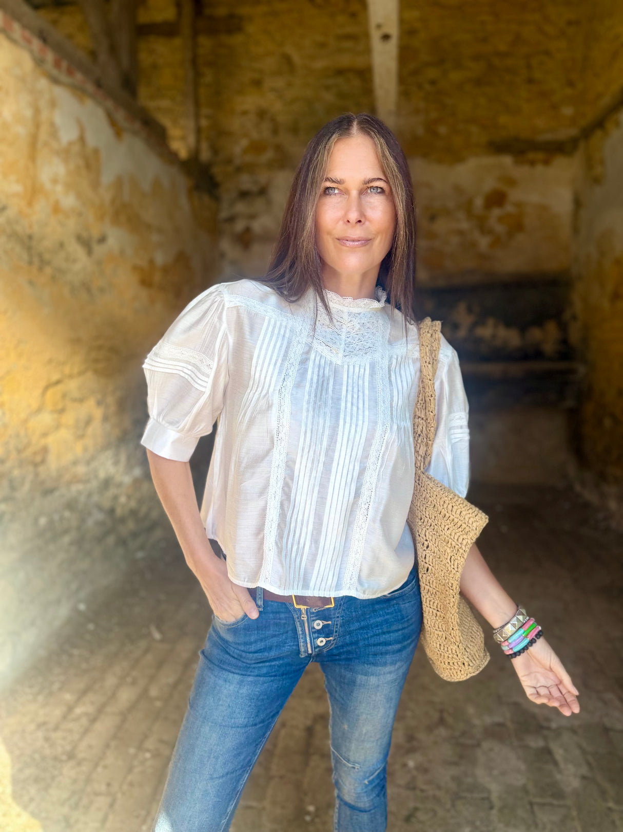 Cathy Embroidered Blouse - White