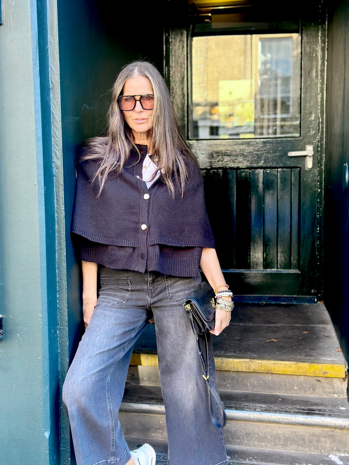 Joy Knitted Cape - Black