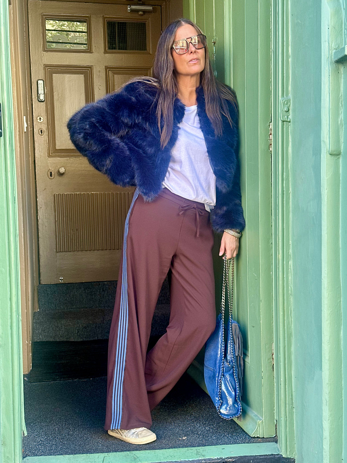 Anastasia Faux Fur Coat Navy