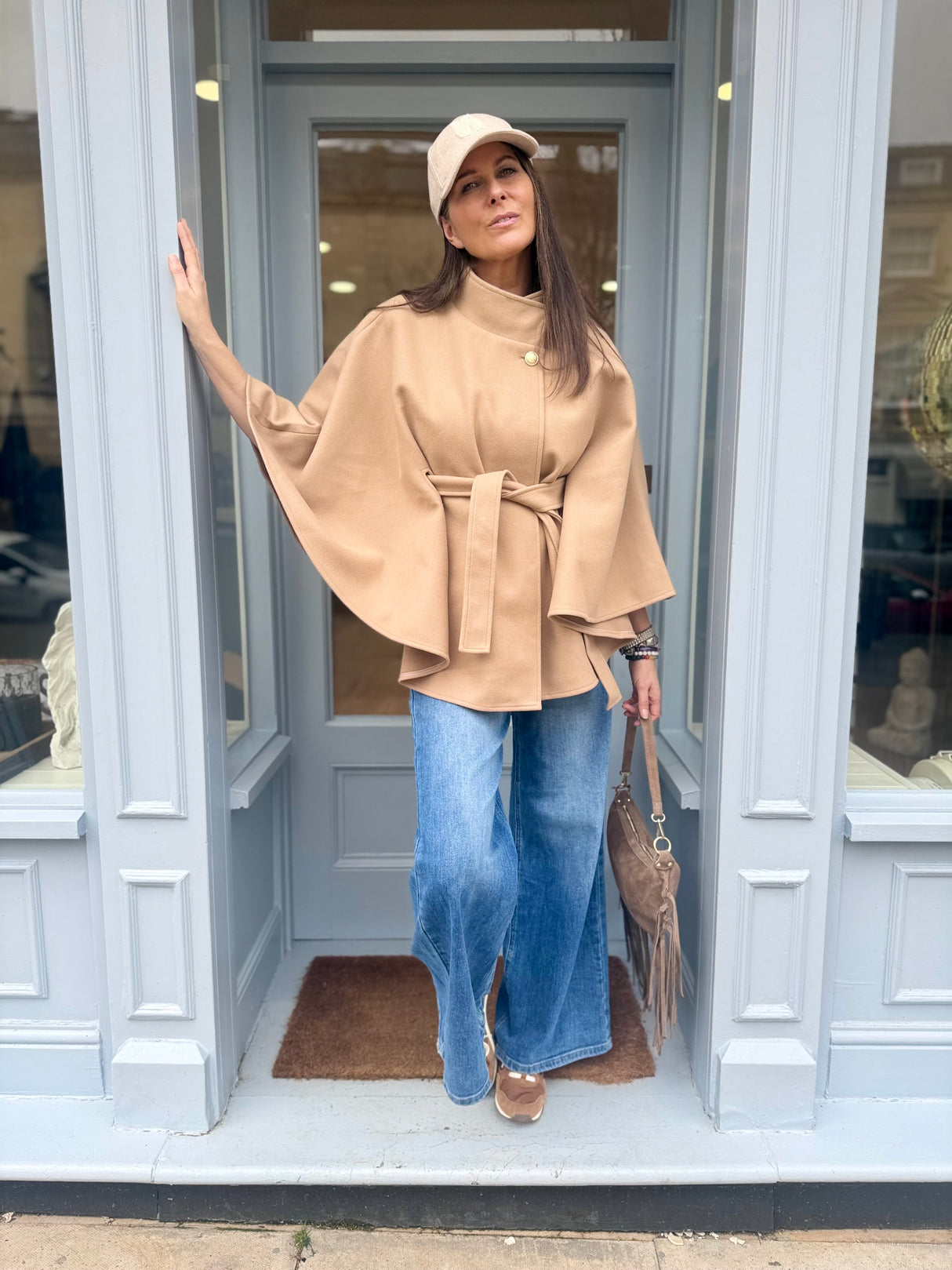 Spring Camel Tie Cape
