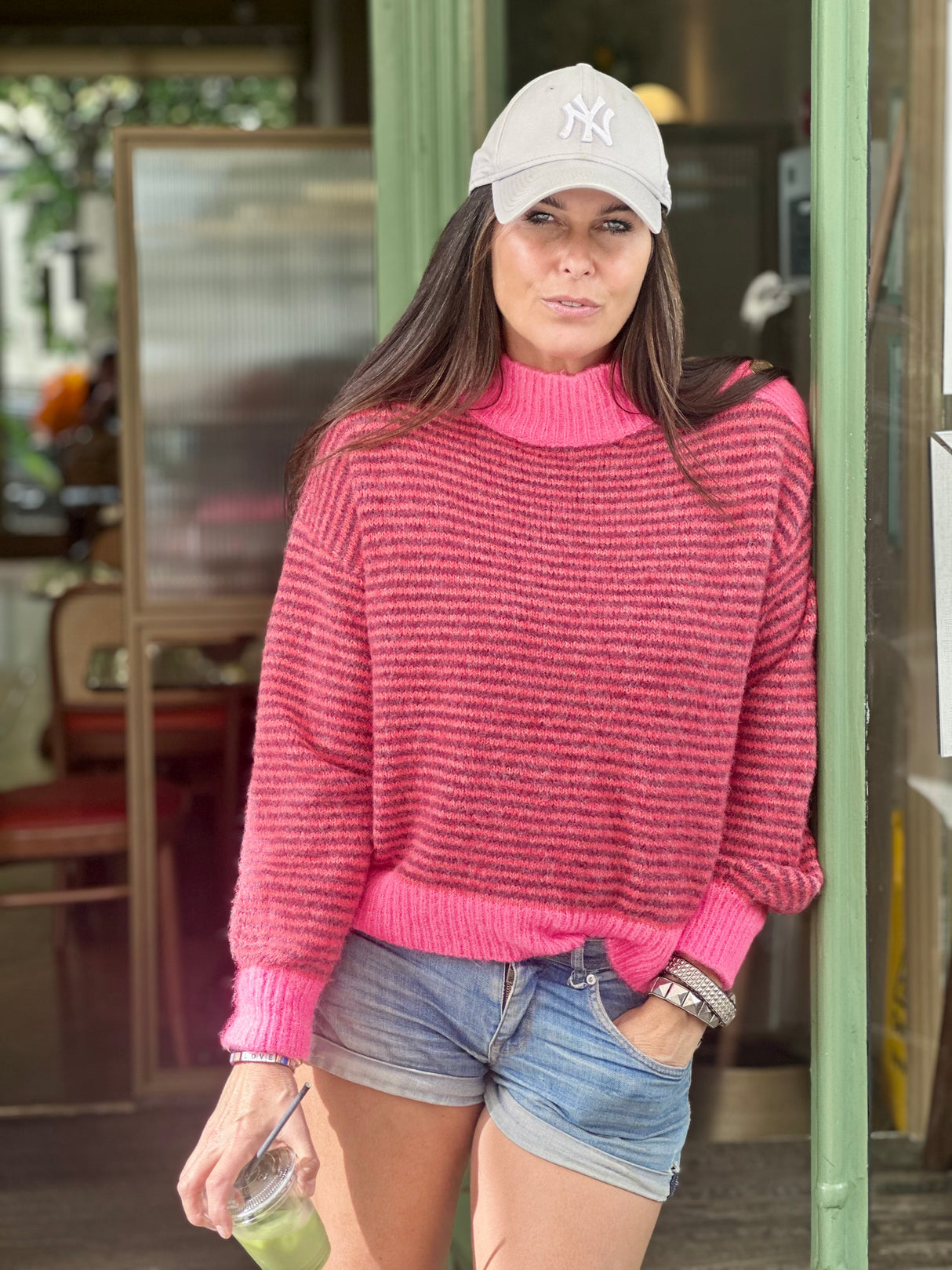 Alaia Knit with Buttons - Hot Pink