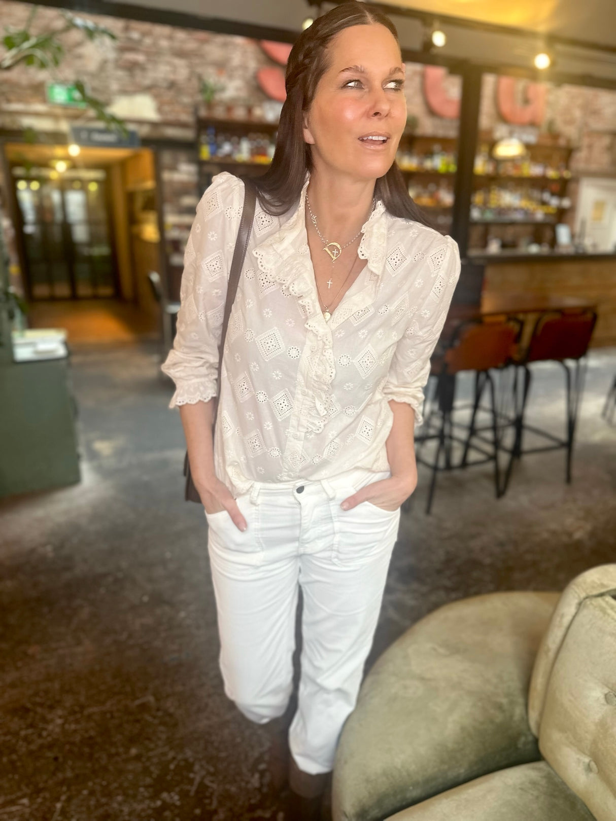 Jolie Embroidered Blouse - Cream