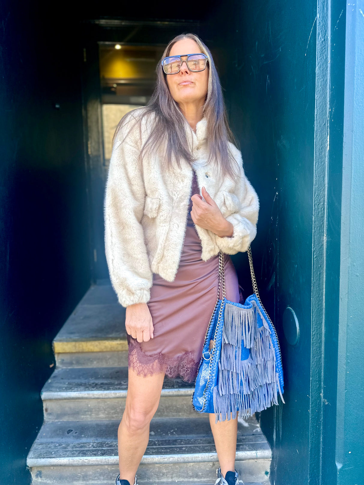 Benny Faux Fur Bomber Jacket - Cream