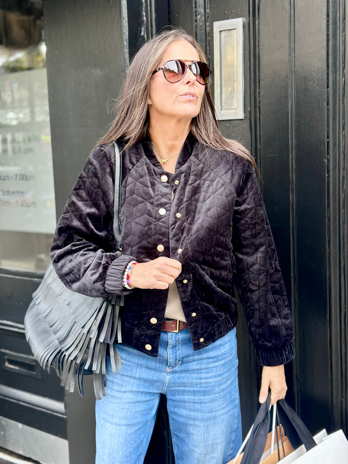 Cherry Padded Jacket - Black