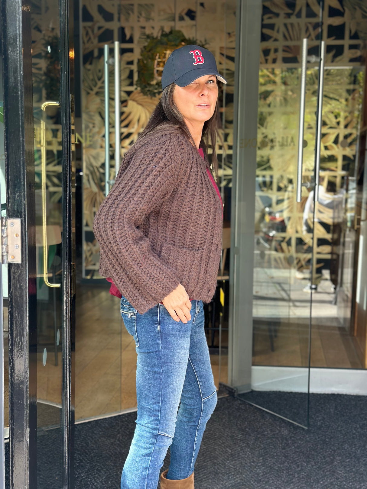 Saira Gold Button Cardigan - Chocolate