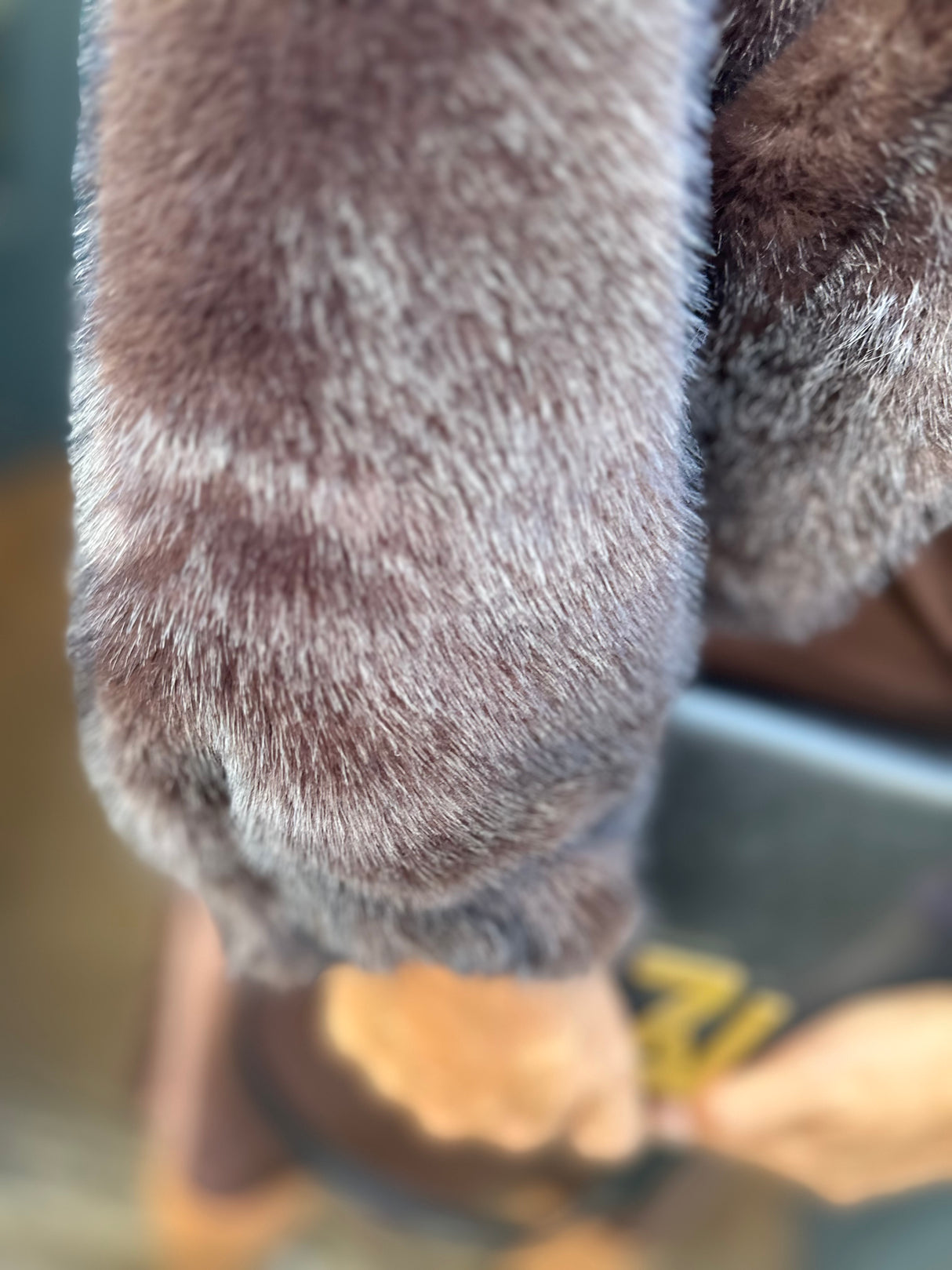 Benny Faux Fur Bomber Jacket - Chocolate