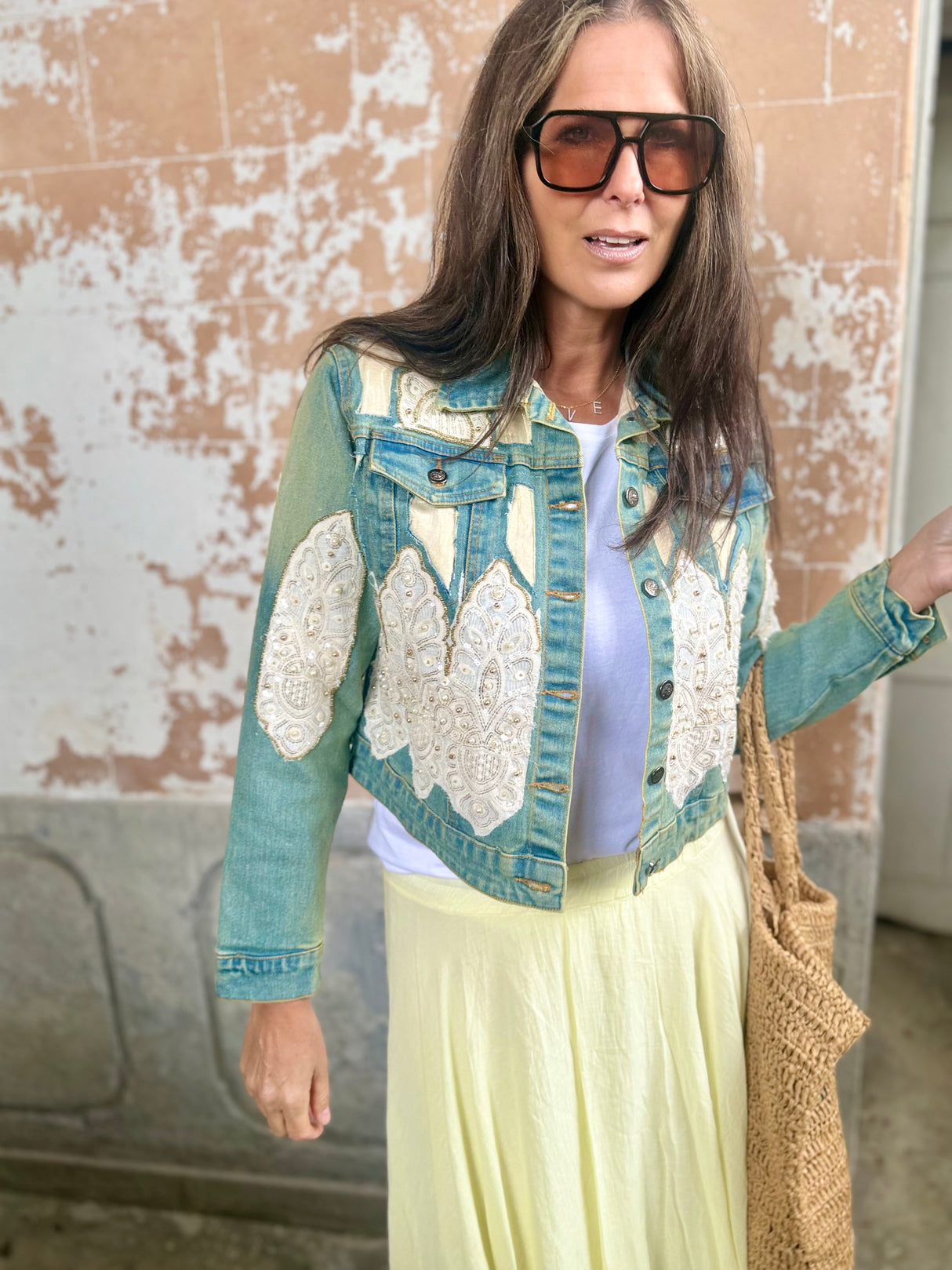 Paola Beaded Denim Jacket