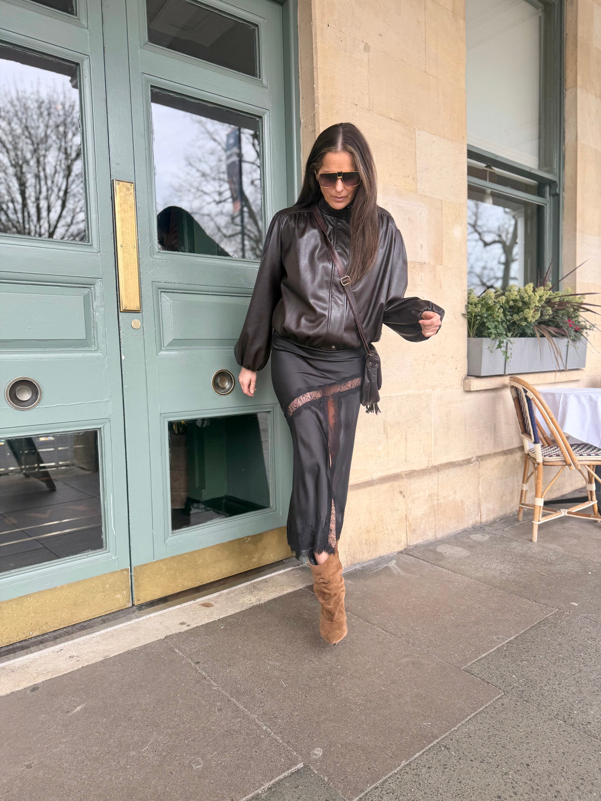 Highland Satin Lace Skirt - Black