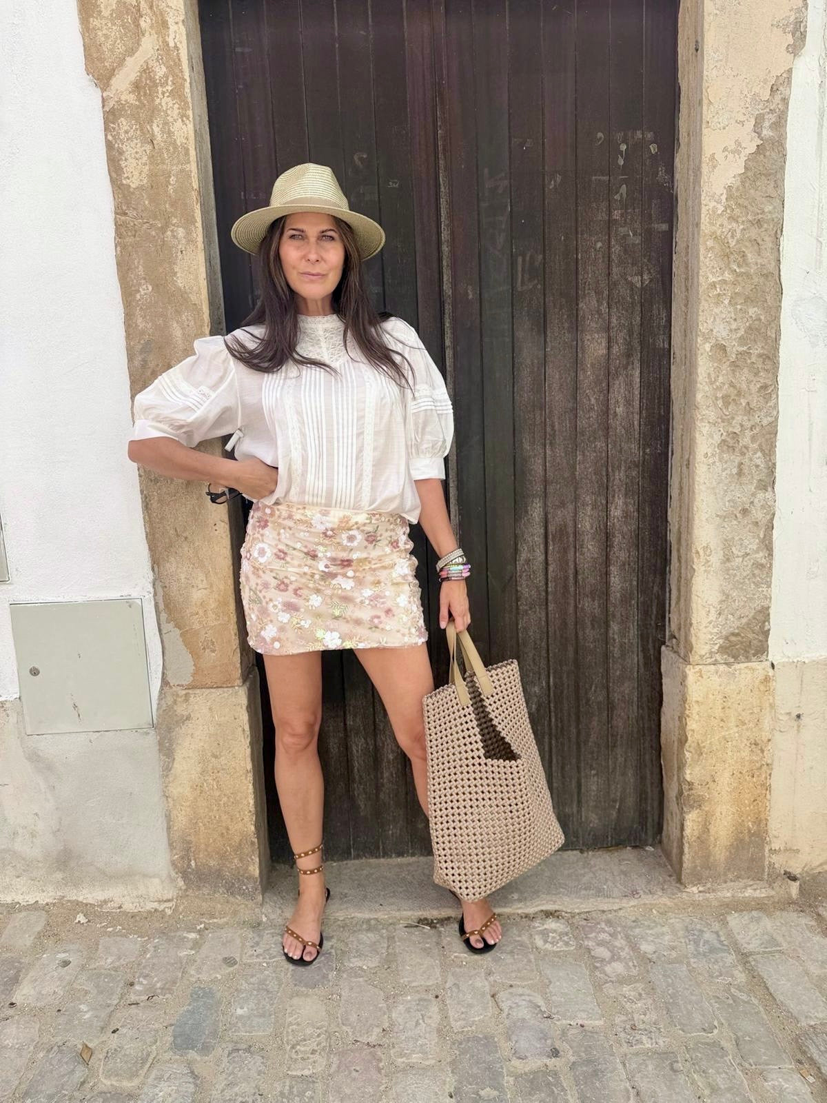 Talia Beaded Mini Skirt - Cream