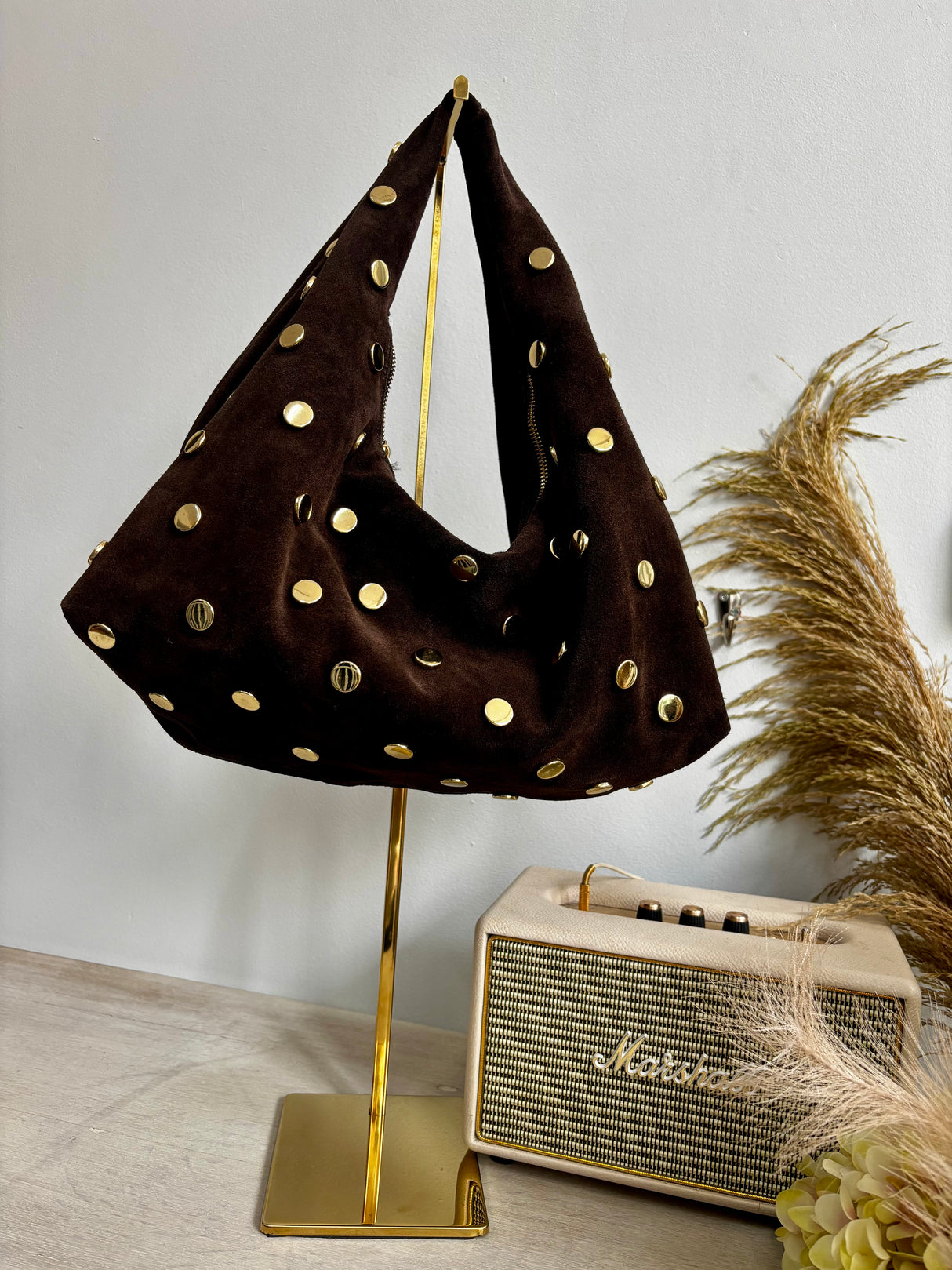 Suede Leather Hobo Bag