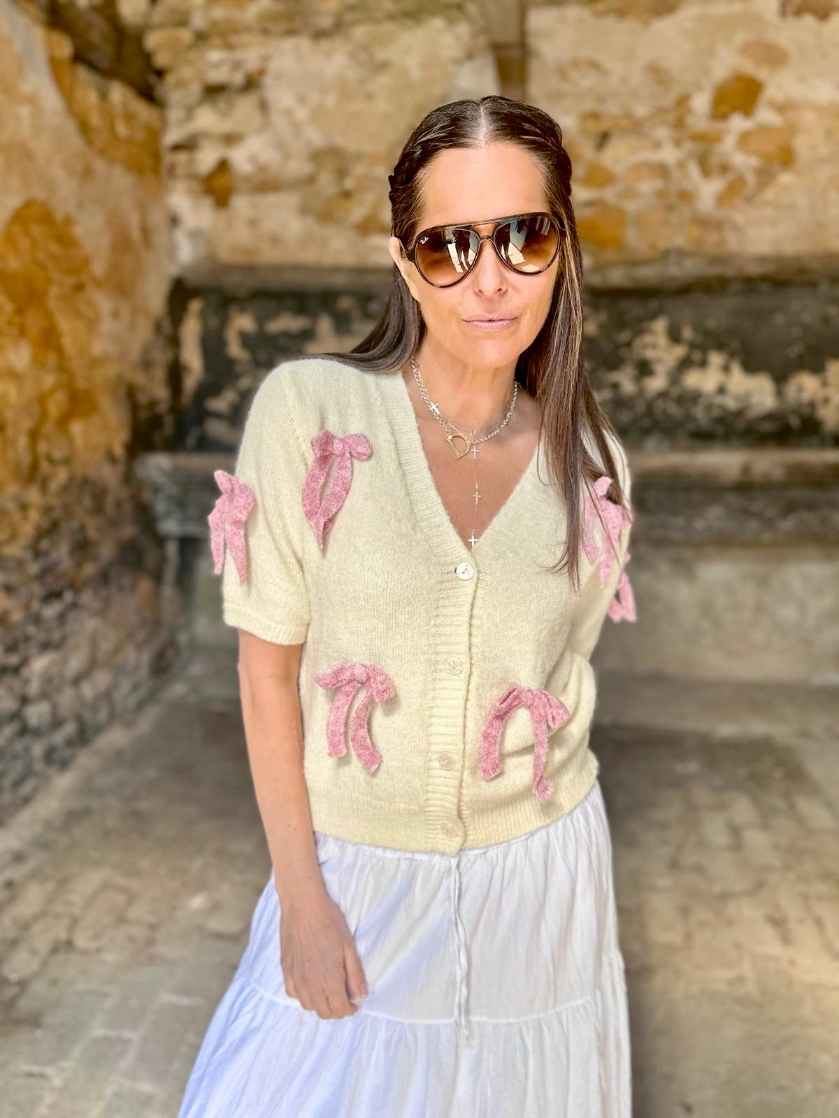 Juliett Vest - Cream/Pink