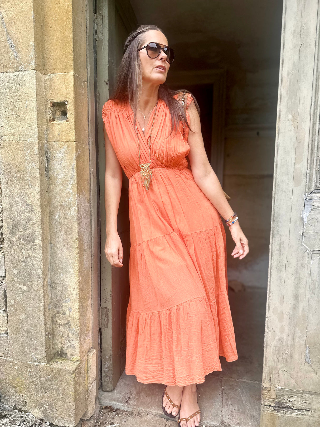 Belle Maxi Dress - Sunset Orange