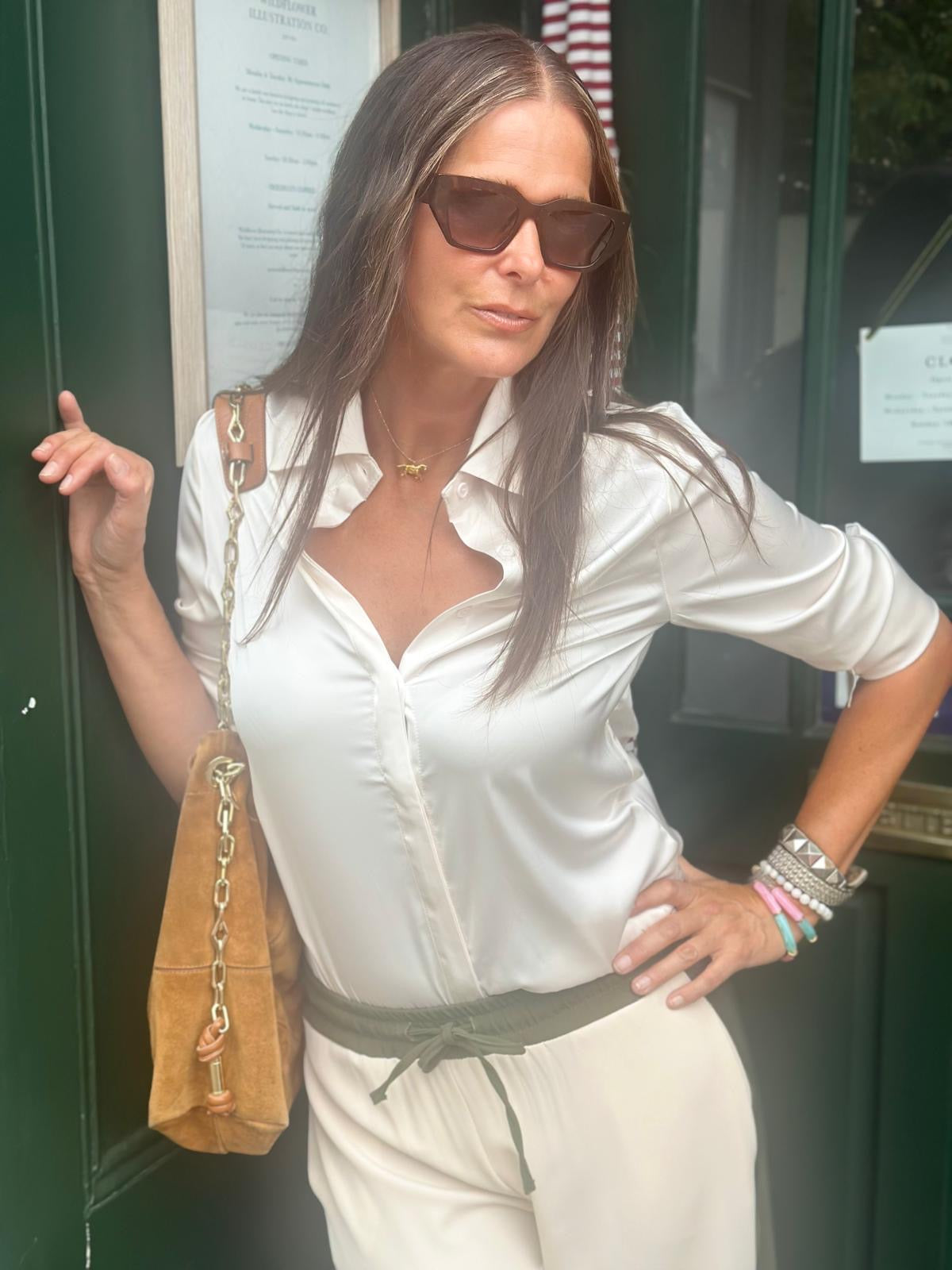 Camille Satin Shirt Nude